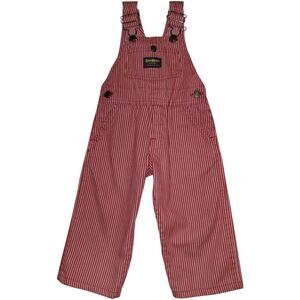 Vintage Osh Kosh B’Gosh Vestbak Red & White Pinstriped Overalls 2T Denim US Made